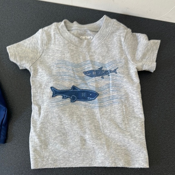 Carter's Heather Gray Shark Graphic Short Sleeve Tee - Picture 1 of 2